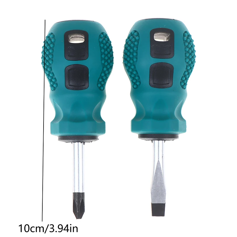 Magnetic Mini Portable Radish Head Flat Cross Short Rubber Handle Screwdriver Set Dual-purpose Screwdriver Tool