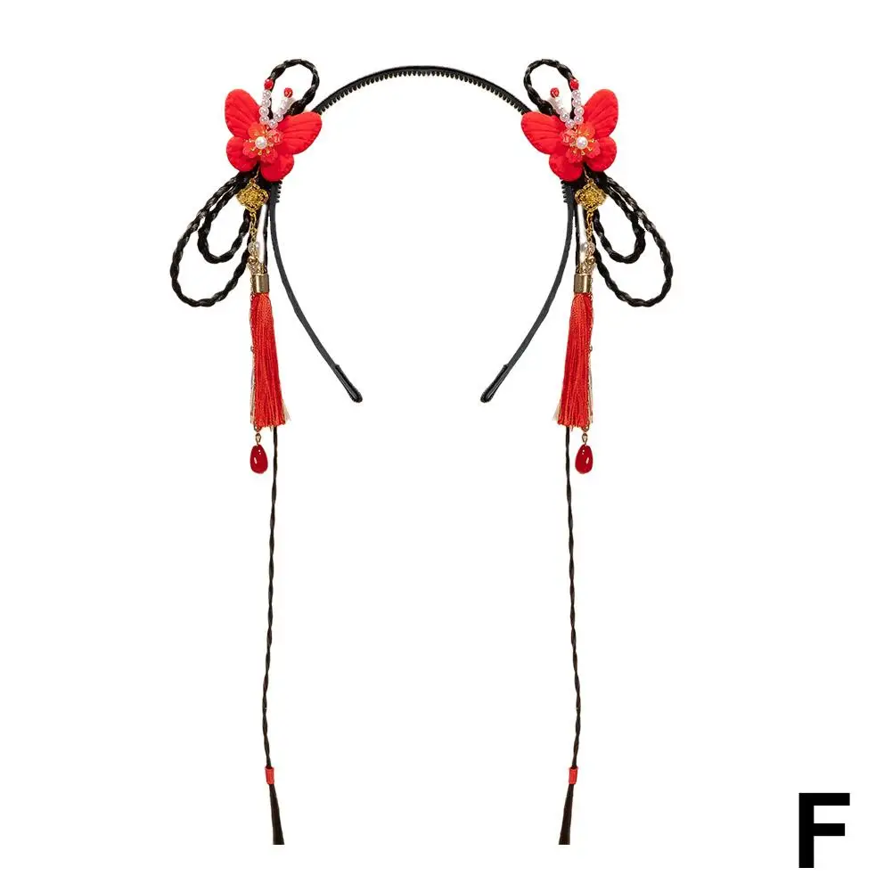 Chinese Style Headband Hanfu Flower Tassel Ancient Children\'s New Princess Hairband Headband Year Royal Cute Headdress Cour M5P7
