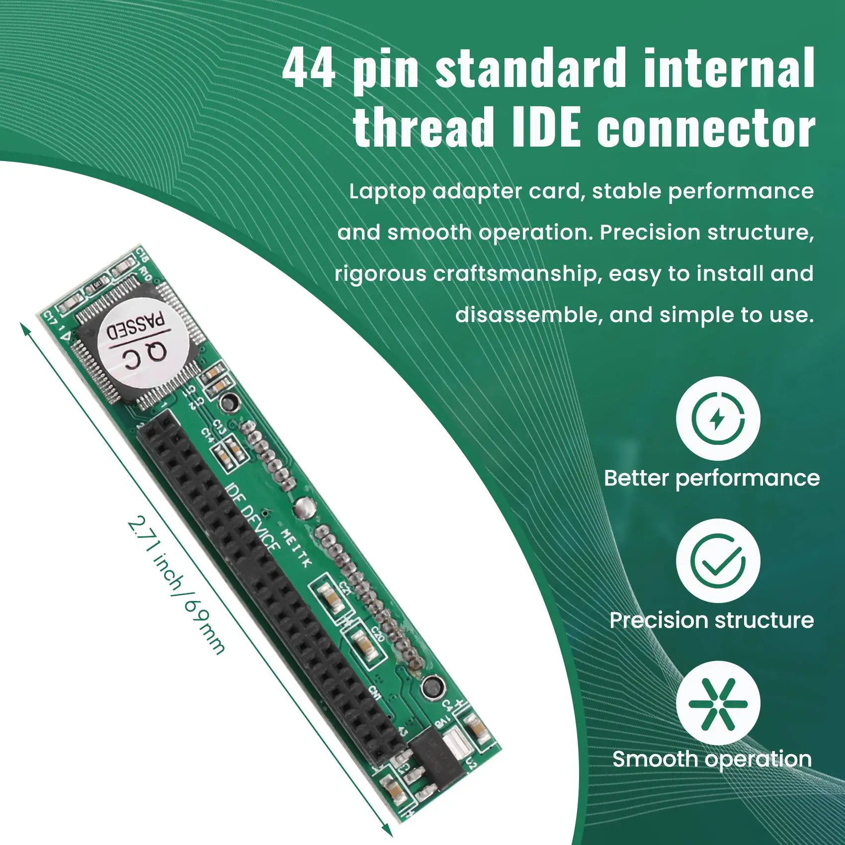 A46U 2.5 Inch Ide To Sata Adapter, Convert Laptop 44 Pin Male Ide Pata Hdd Hard Disk Drive Ssd To A Serial Port