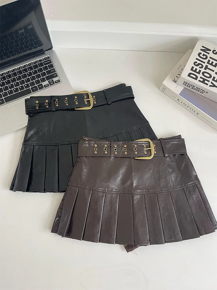 Women Dark Academia Cyber Punk Korean Mini Pleated Skirt Gyaru Coquette 2000s Design Y2k Streetwear Harajuku Grunge E-girl Goth