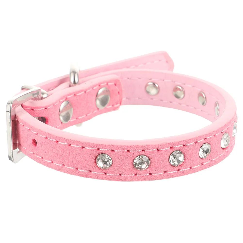 

Pet Collar Adjustable Dog Small Cute Pink Rhinestone 37x1.5cm Decorative Puppy Fashion Comfortable Breathing Easy Long Use