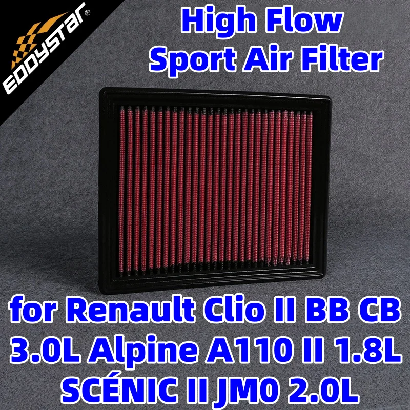 

High Flow Sport Air Filter for Renault Clio II BB CB 3.0L Alpine A110 II 1.8L SCÉNIC II JM0 2.0L Washable Racing Intake Filters