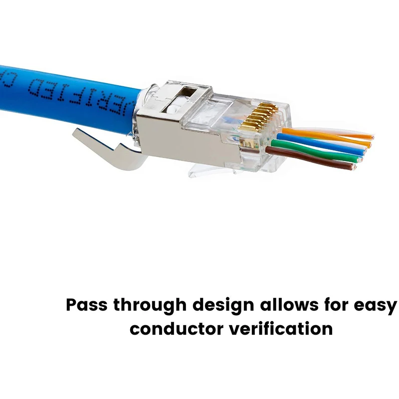 

20 шт. через модульные вилки Cat6/6A RJ45, экранированный (STP), внешний разъем заземления, обжим ES