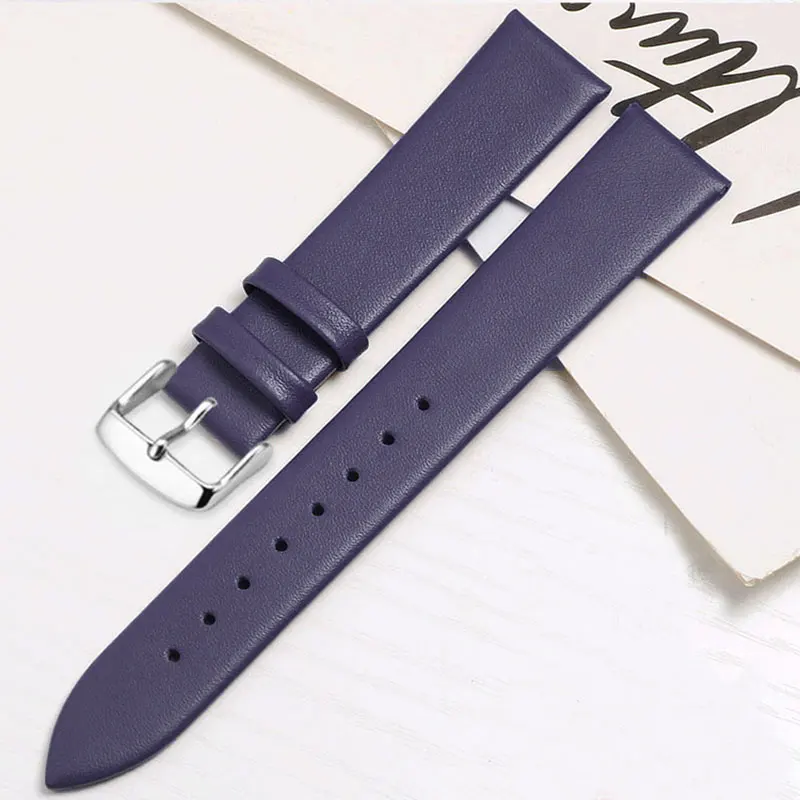 Kalbsleder-Uhrenarmband, 12 mm, 14 mm, 16 mm, 18 mm, 20 mm, 22 mm, Leder-Uhrenarmband mit silberner Dornschließe – Detail 8