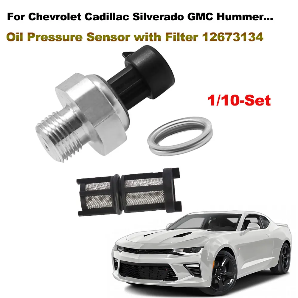 

1/10Set Oil Pressure Sensor with Filter For 2009-2017 Chevrolet Cadillac Silverado GMC Hummer 12673134 12621234 THB436