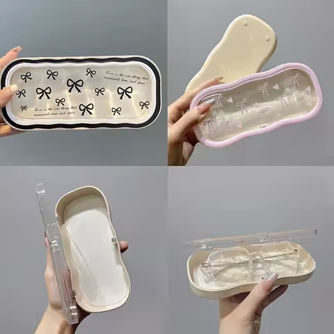 Fashion Transparent Bow Glasses Case Cute Travel Portable Storage Box For Women Sunglasses Eyeglasses Glasses Box