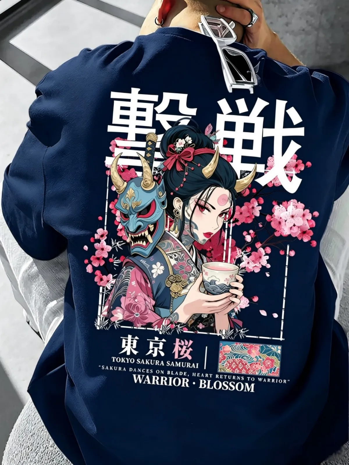 Europäisches und amerikanisches Herren-Sommer-T-Shirt mit Geistermasken-Tänzer-Buchstaben-Print, weich und atmungsaktiv, Rundhalsausschnitt, Outdoor-Street-Top – Detail 5