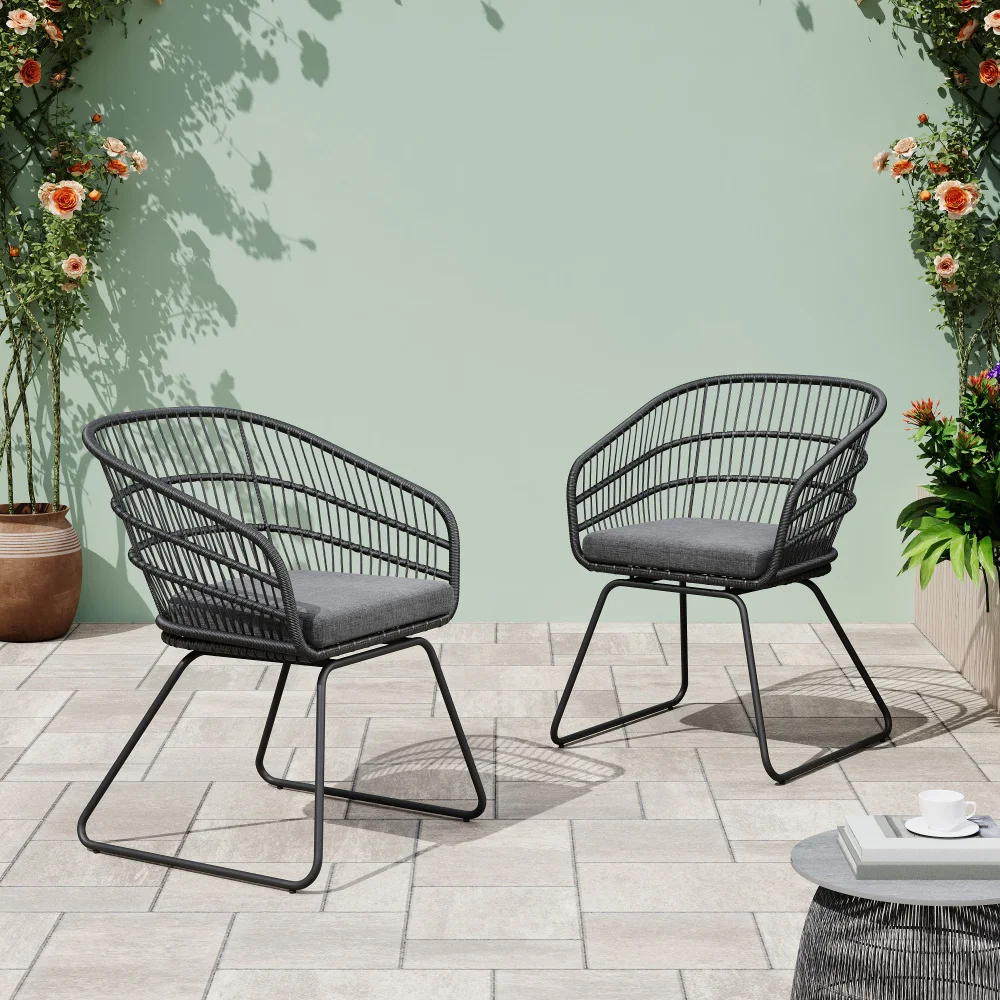 

2 Piece Outdoor Wicker Furniture Patio Bistro Set, Balcony Furniture Rattan Conversation Sets, Outdoor Patio Chairs Set
