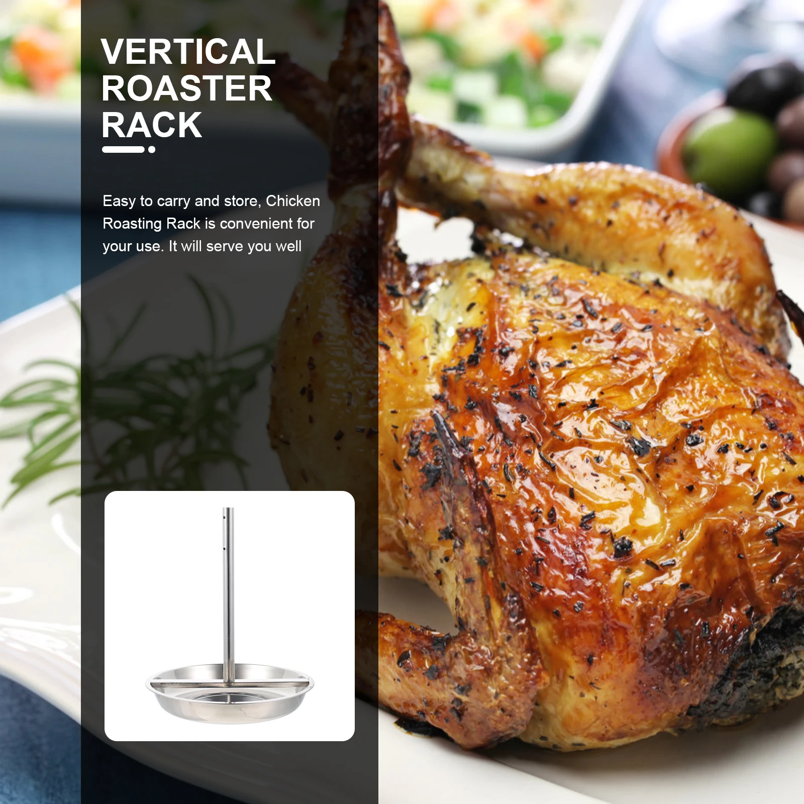 

Griddle Pan Chicken Roaster Stand Beer Can Rack Outdoor Camping BBQ Tool Silver Turkey Plate Feeder