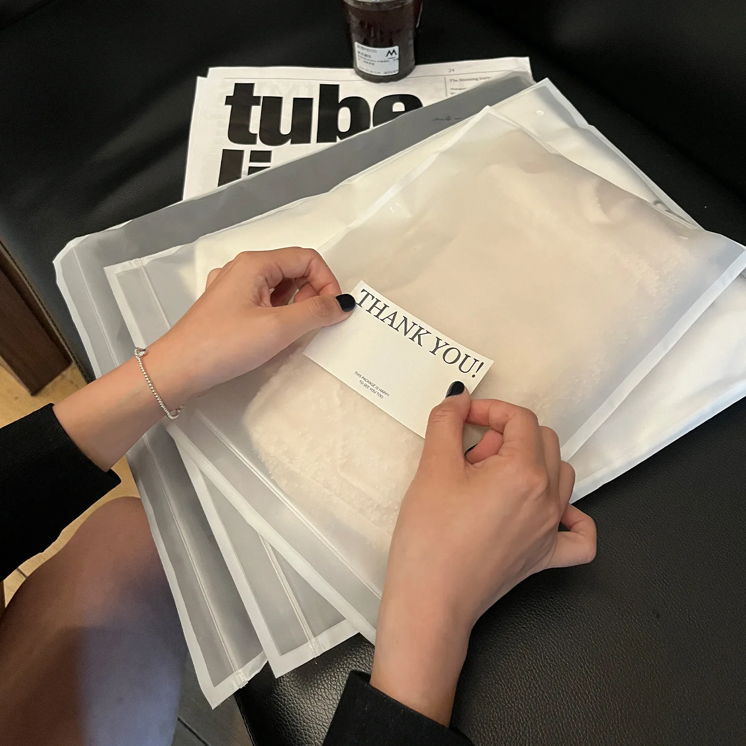 50Pcs Matte Ziplock Pouches, 0.14mm Thick Waterproof Bags, Free Custom Stickers Included, Assorted Sizes for Garment Storage