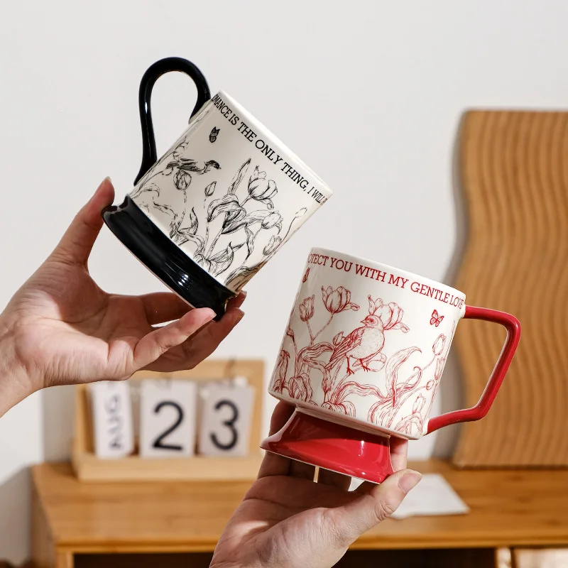 Vintage Ceramic Mug Couple Cup Home Office Water Cup Coffee Cup Girls Gift Holiday Souvenir Ceramic Mug High Value Coffee Mug