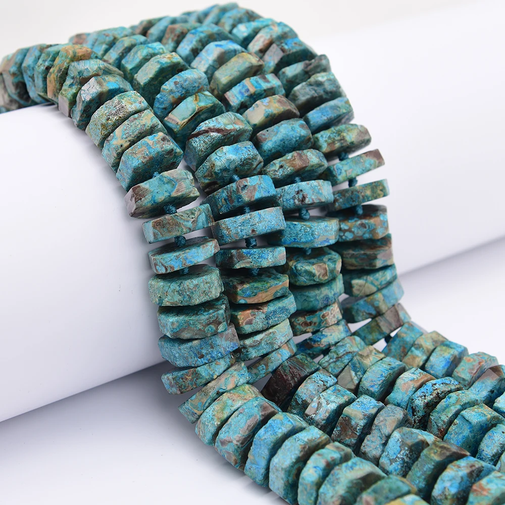 APDGG Large 20mm Natural Mix Blue Jasper Agates Cutting Wheel Shape Loose Space Beads 17.5'' Strand Jewelry DIY