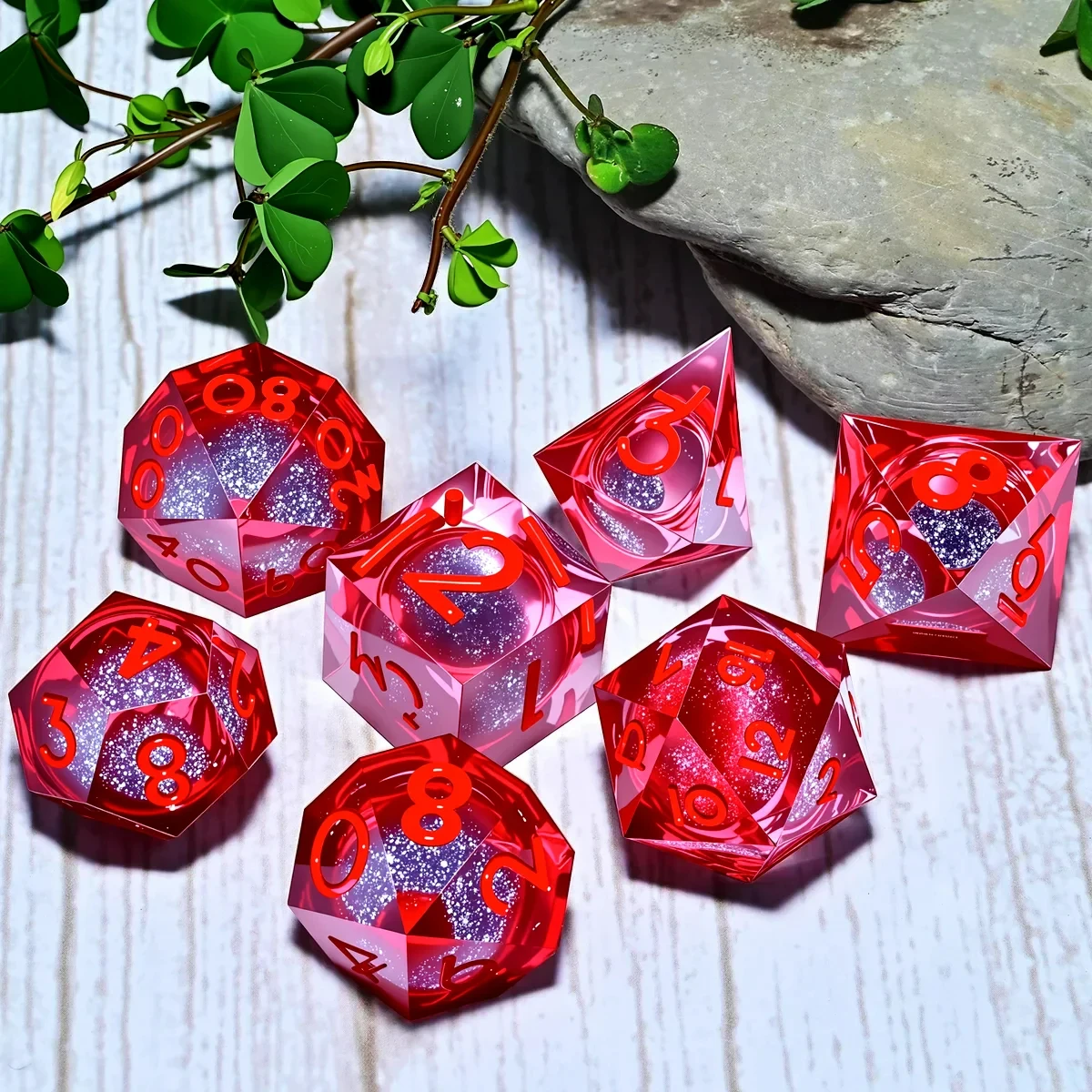 

7-piece resin dice set, quicksand polyhedron RPG game dice, suitable for MTG Dragons and Dungeons D&D accessories, Christmas/Hal