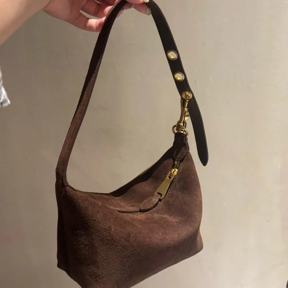 Underarm Bag Female Crossbody Matte Real Cowhide High-end Sense Niche Casual Hot-selling Dumplings Single Shoulder Fashion
