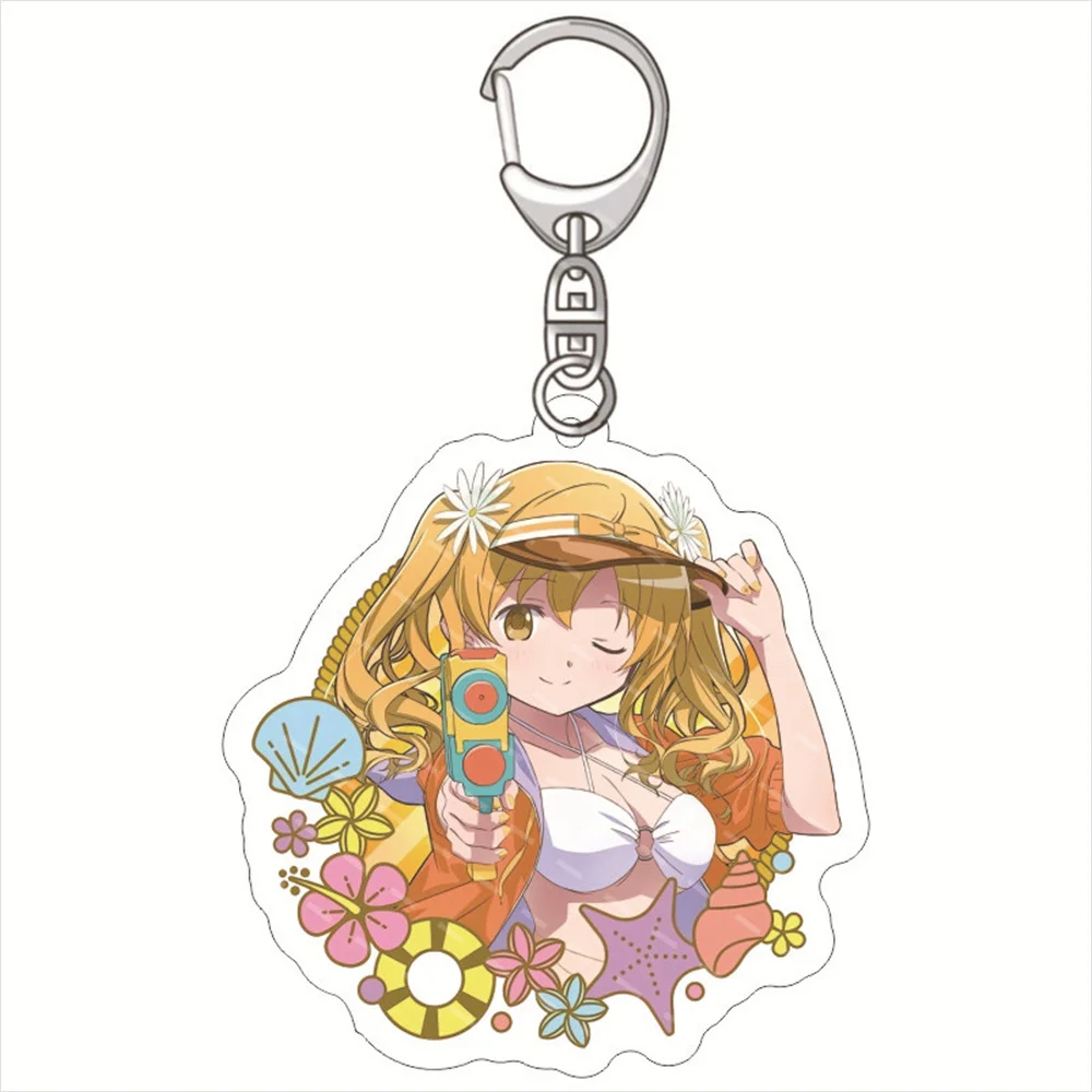 6cm Q Version Anime Keychain Puella Magi Madoka Magica Kaname Madoka Acrylic Keyring strap Figure Hanging Accessories Fans Gifts