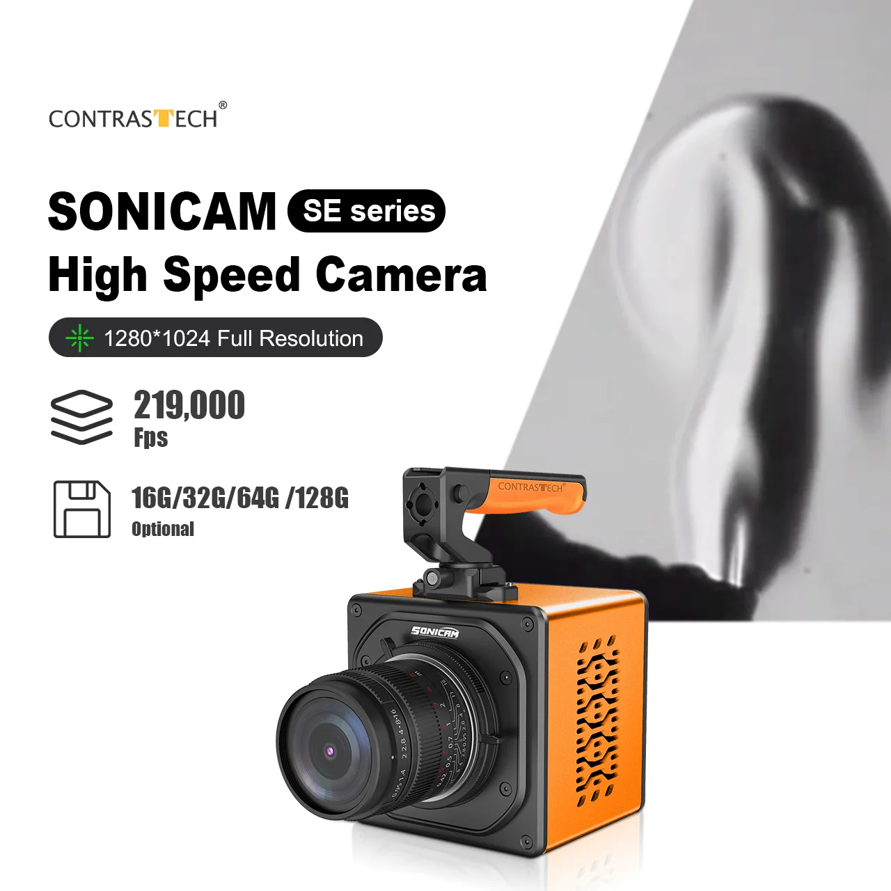 Built-in Recording Software RAM 128GB Microsecond Exposure 10 GigE 1920X1080 Color High-speed Slow Motion Camera for Lab