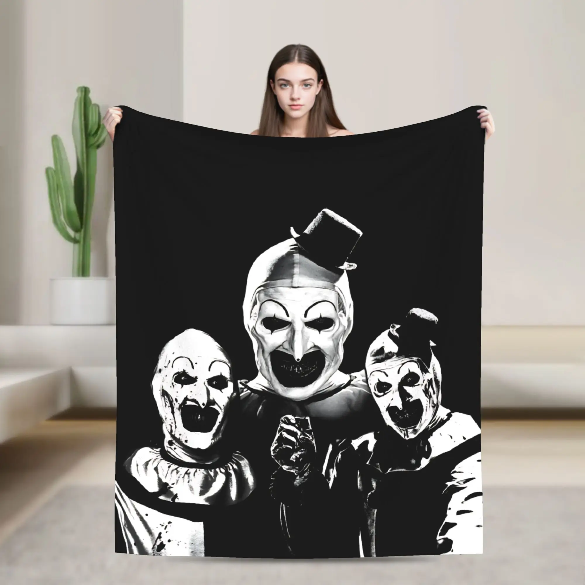 Terrifier Knitted Blankets Horror Movie Flannel Throw Blanket Bedroom Sofa Decoration Ultra-Soft Warm Bedspreads