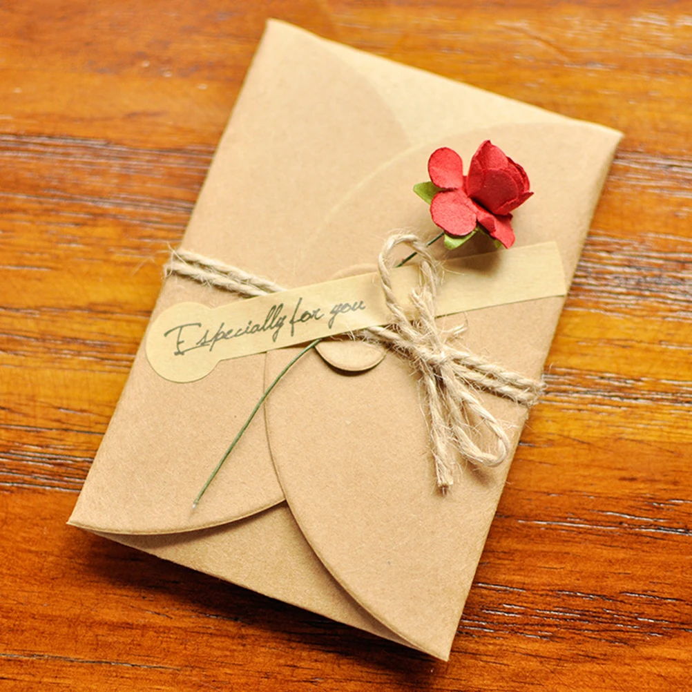 

18Pcs Dried Flower Greeting Cards Kraft Paper Handmade Romantic Elegant Greetings for Birthday Mother Valentines Anniversary