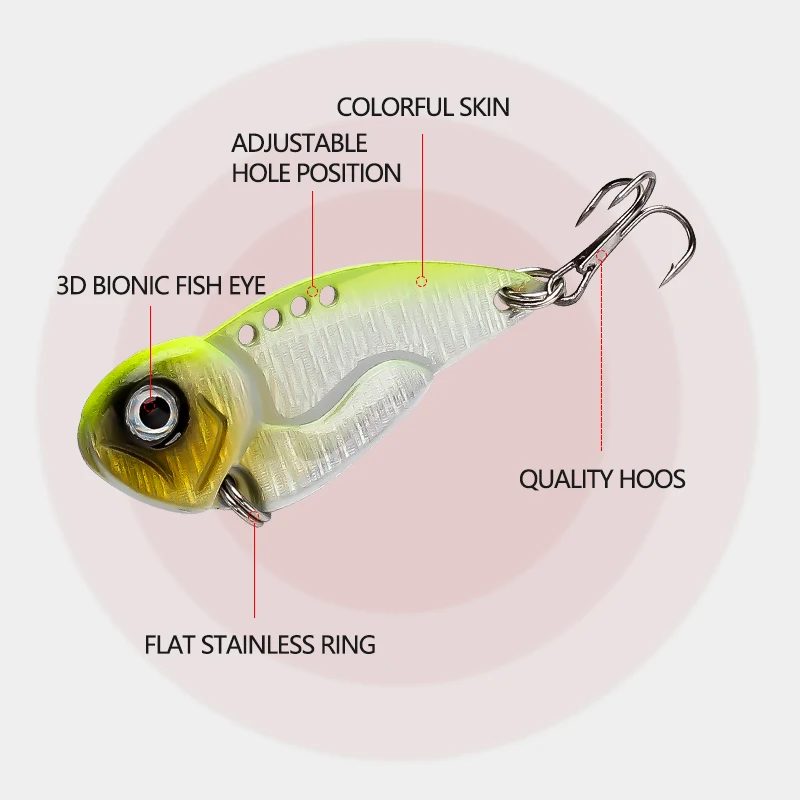 VIB Lure  8g/12g Metal Jig Hard Bait Spoon Spinner Painting 3D Eye Fishing Tackle Strong 3X Hooks Crankbait Pesca Wobbers Pike