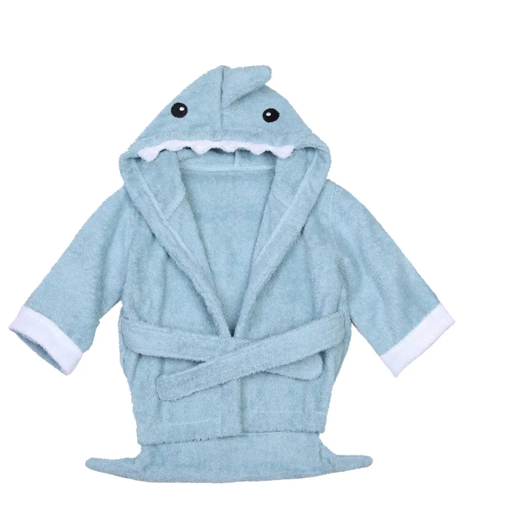 Baby Cotton Bathrobe Wrap with Shark Print – Soft, Breathable & Skin-Friendly for 0-2 Years