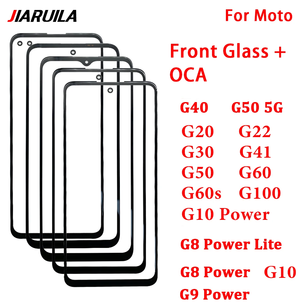 

Front Glass For Moto G20 G22 G30 G41 G50 G30 G41 G50 G60 G60S G100 Touch Screen LCD Display Out Panel Cover Repair Part + OCA