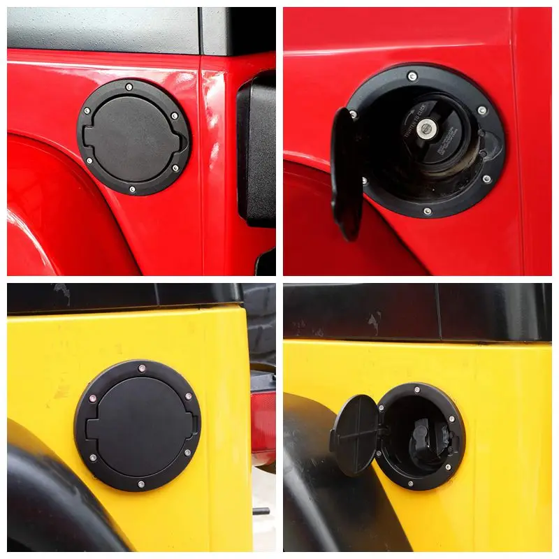 Aluminium Gas Cap Cover Fuel Filler Door Cover For 2007-2017 Jeep Wrangler JK & Unlimited 4-Door 2-Door