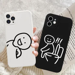 Simple Matchstick Men Phone Cases for iPhone 17 16 14 15 13 12 11 Pro Max 17AIR 14 15 16 Plus Line Back Cover Fundas Coques