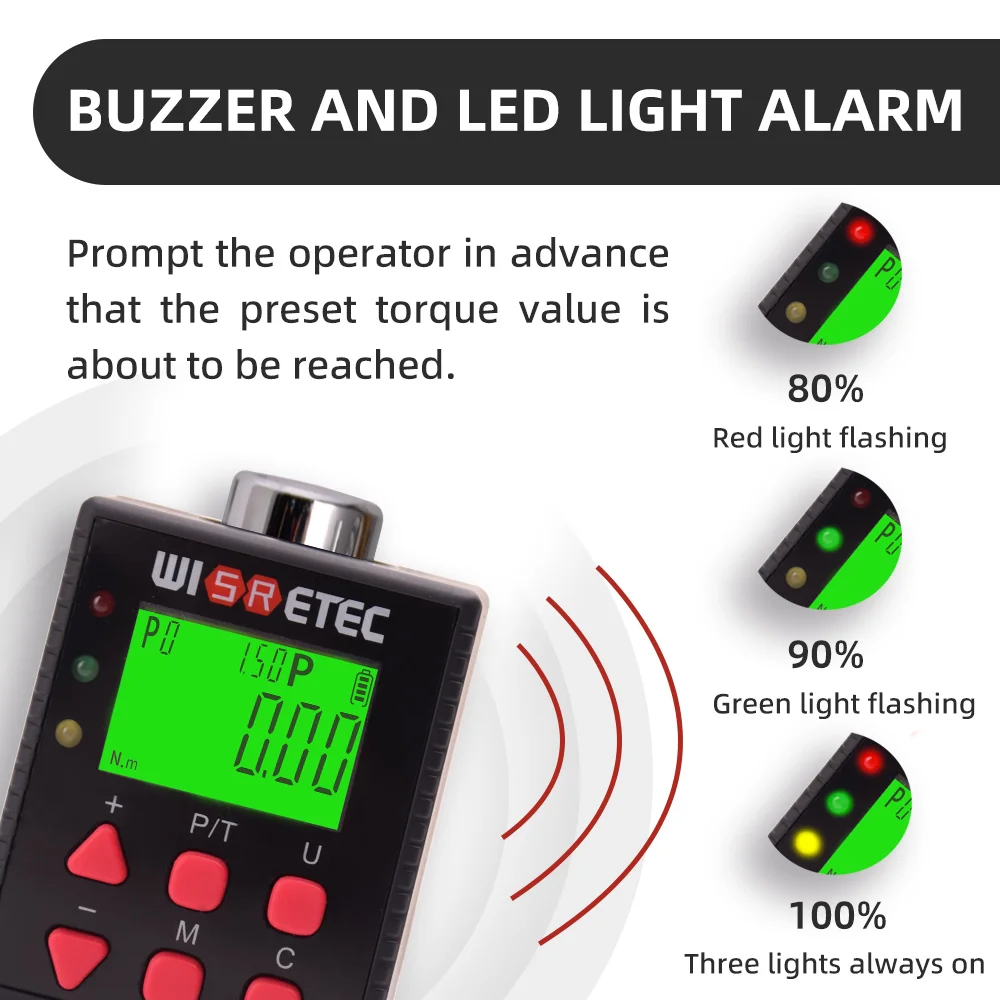 WISRETEC Electronic Digital Display Torque Wrench Torque Meter Torque Connector Torque 0.1-2000NM Torque Adapter