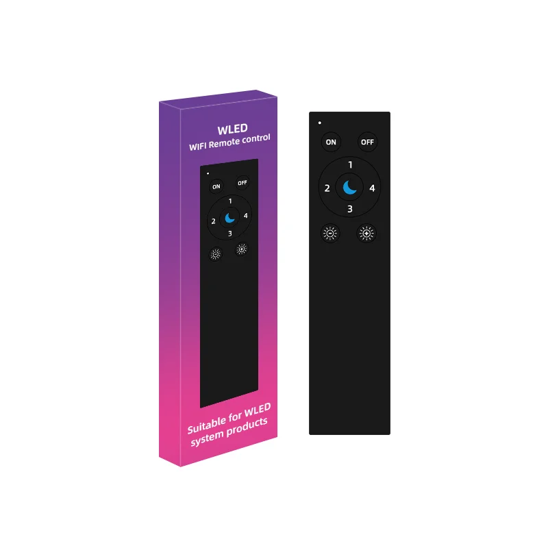 جهاز تحكم عن بعد DOM WLED WiFi ESP-NOW بطول 50 مترًا، 4 أزرار قابلة للبرمجة، لا يتطلب تطبيقًا، يعمل مع وحدات تحكم WLED RGB IC (بدون بطارية)