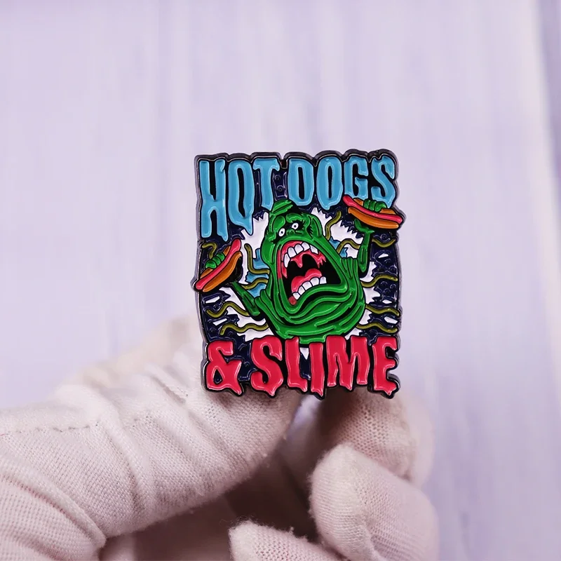 Ghostbusters Enamel Pin Hotdogs & Slime Brooch Badge Fashion Jewelry Gift