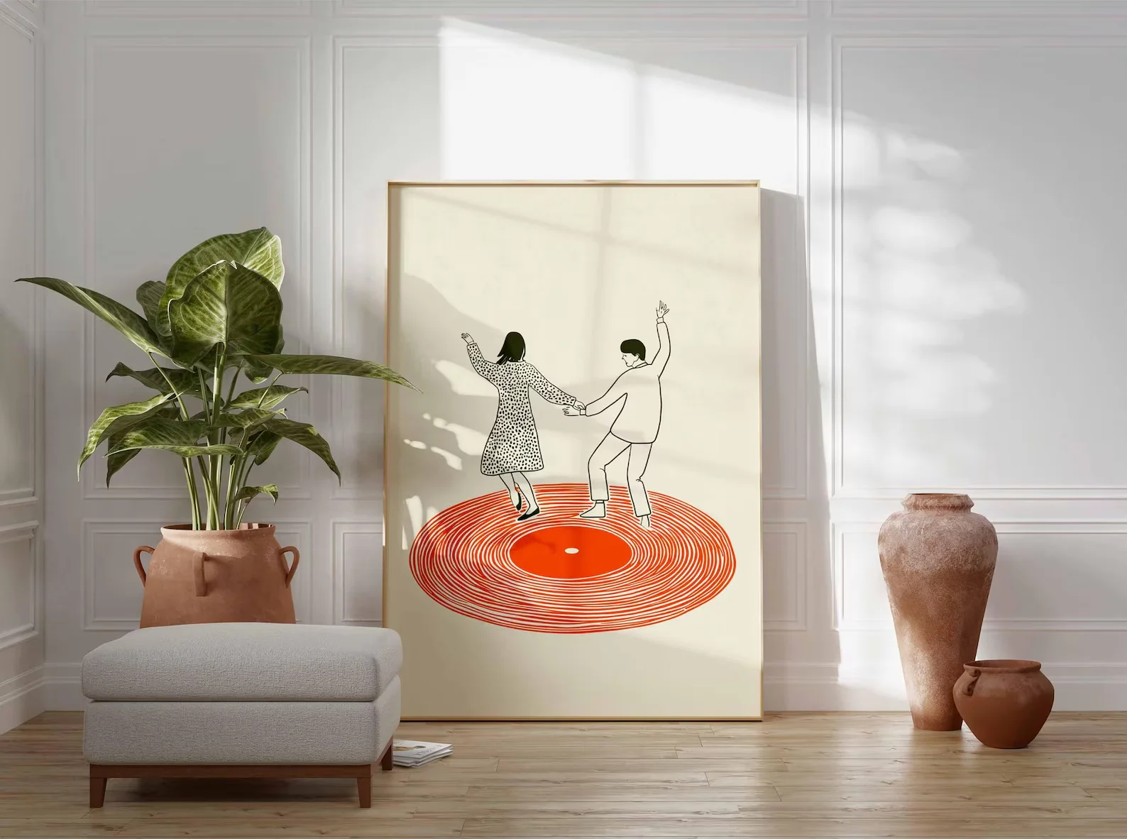 Wall Art Print Aesthetic Poster Retro Record Player Modern Music Inspired Illustration Home Bar Living Room