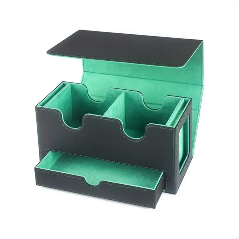 PU Leather Trading Card Board Game Card Carrying Organizers Scratch Resistant Card Storage Case with Drawer