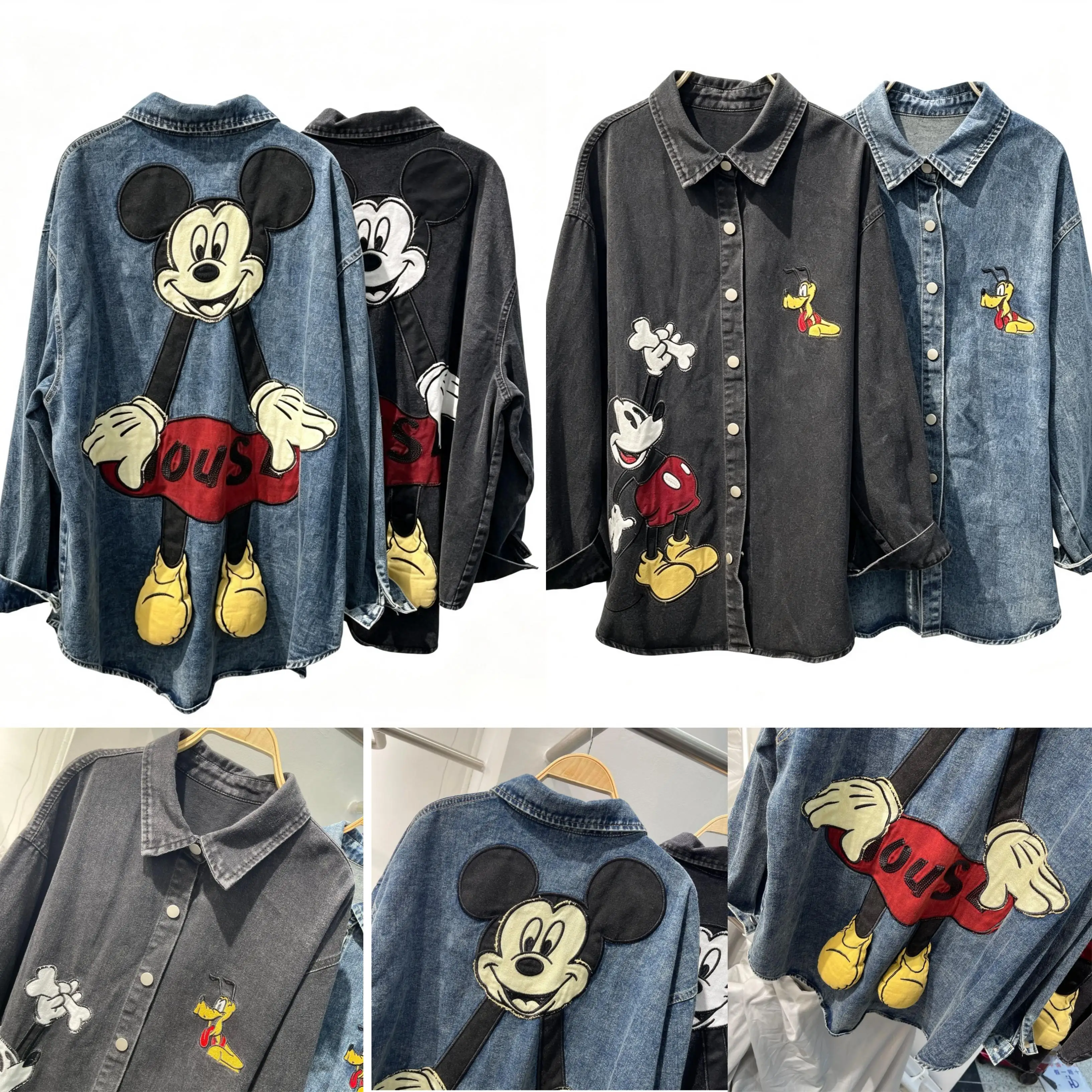 Foreign trade European and American fashion brand embroidery printed cartoon denim jacket