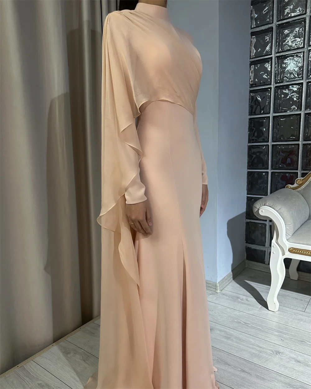 Prom Dress Saudi Arabia Evening Dearin High Collar Mermaid Floor Length Skirts Stole Draped Bespoke Occasion Dresses Formal Gown