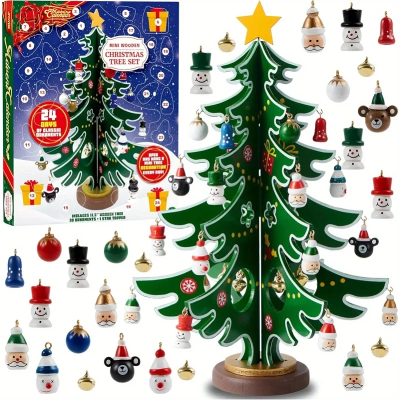 Sloosh 2026 Weihnachts-Adventskalender, 24-Tage-Countdown-Kalender mit Christbaumschmuck für Kinderparty-Weihnachtsgeschenk