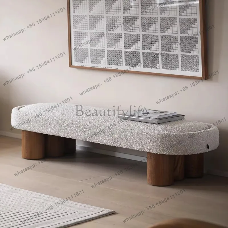 

Light luxury lamb wool modern bedside simple home sofa creative living room bench door