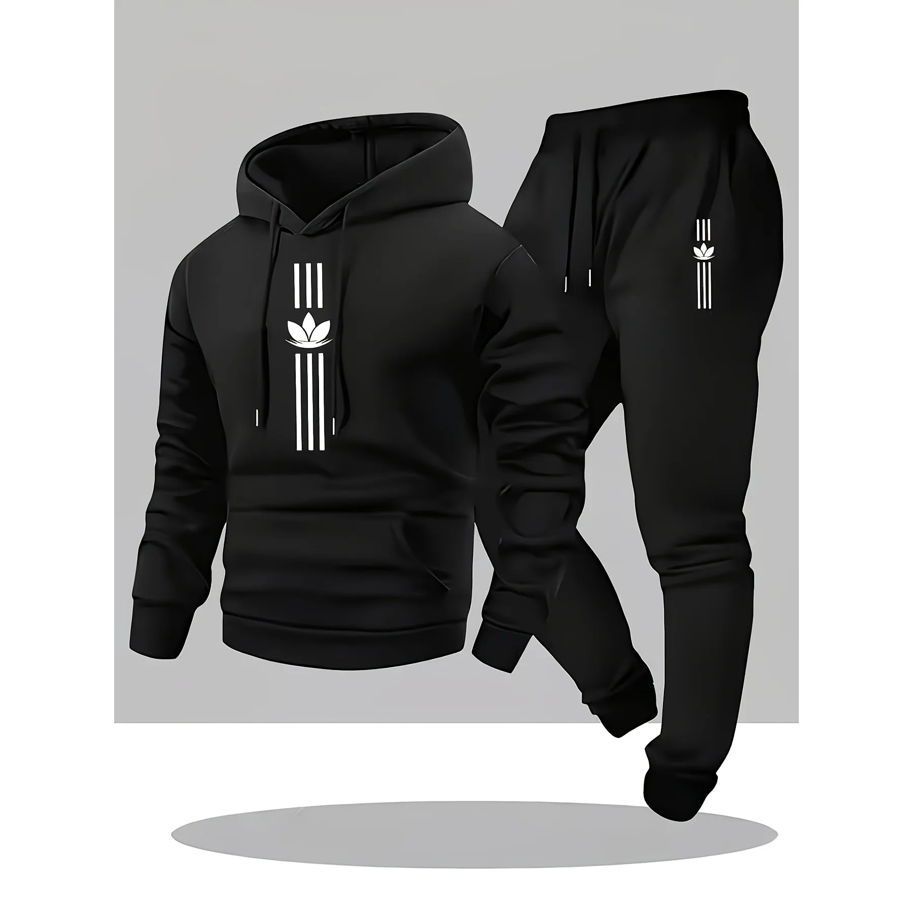 2026 Herren 220g Hoodie Trainingsanzug Herbst Winter Lässiges Outfit Modischer Bequemer Sweatshirt- und Jogginghosen-Set für den Alltag und Sport