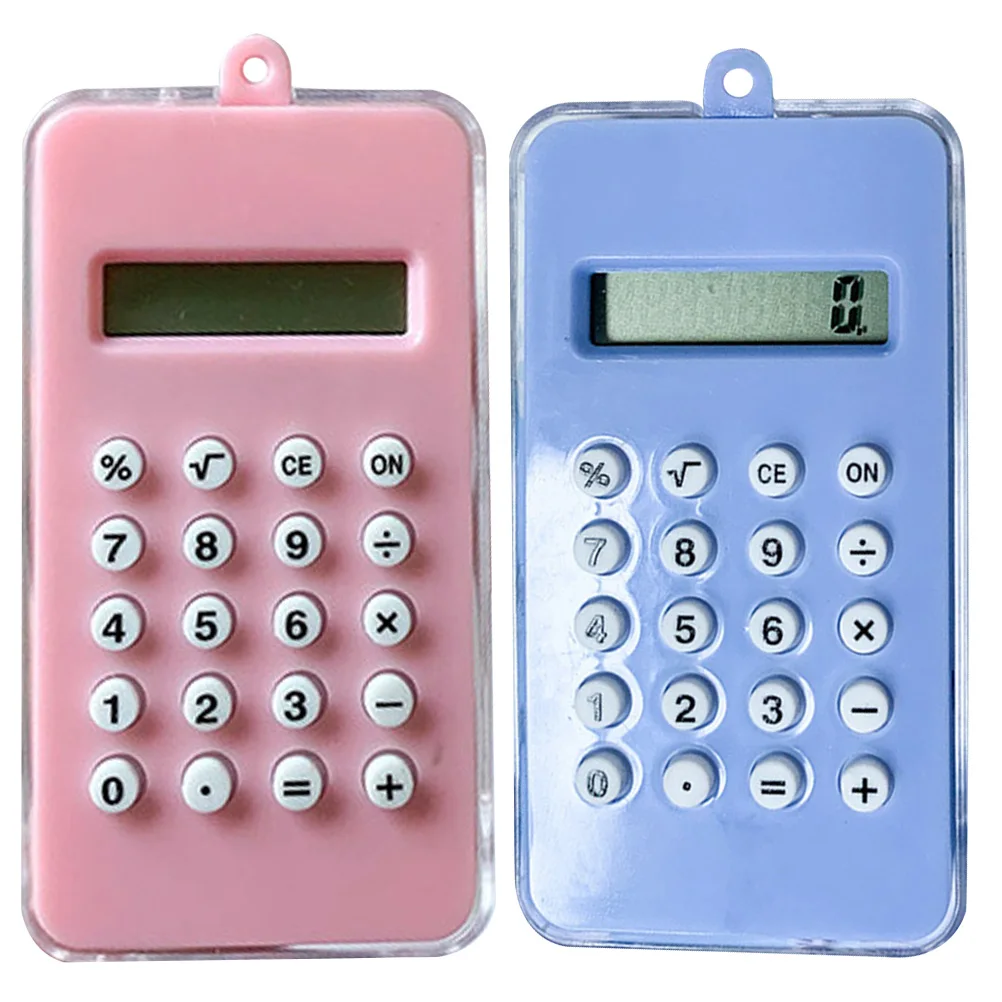 

2pcs Mini Calculator Cartoon Handheld Pocket Size Portable Funny Maze Student Calculating Tool Lightweight ABS for Kids