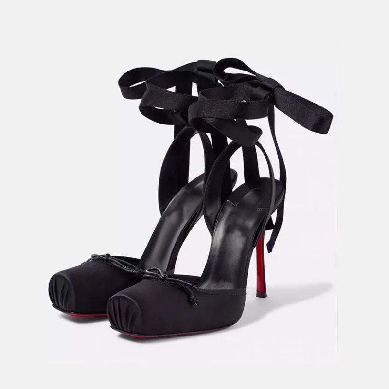 2026 New Women Shoes French Style Square Head High Heeled Sandals for Woman Ballet Style High Heels Designer Shoes Zapatos Mujer