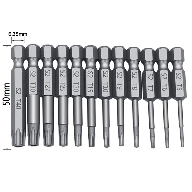10/11 PCS Torx Security Bit Set S2 Steel Magnetic Security Screwdriver Set 50/100mm Star Screwdriver Set for Shark Vacuum T6-T40