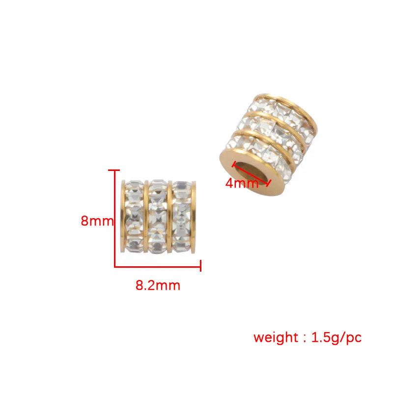 20Pcs/Lot Micro Pave Zircon Stainless Steel Charms Geometric Hollow Space Beads for Jewelry Making DIY Bracelet Necklace