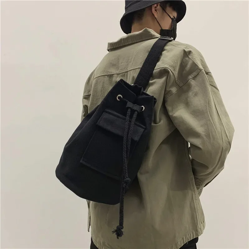 Canvas Bag Backpack Shoulder Bag Japanese Style Crossbody Bucket Bags for Women School Backpack for College Students Unisex