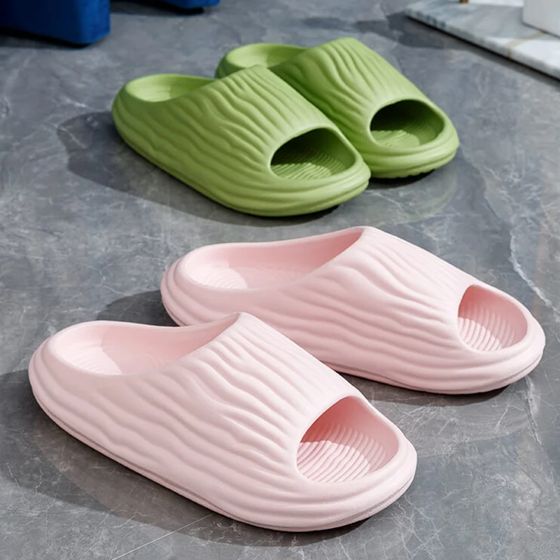 Soft Thick Bottom Indoor Slippers Women Summer 2026 Stripe Protrusion Non Slip Home Slippers Plus Size Couple's Bedroom Slides image 6