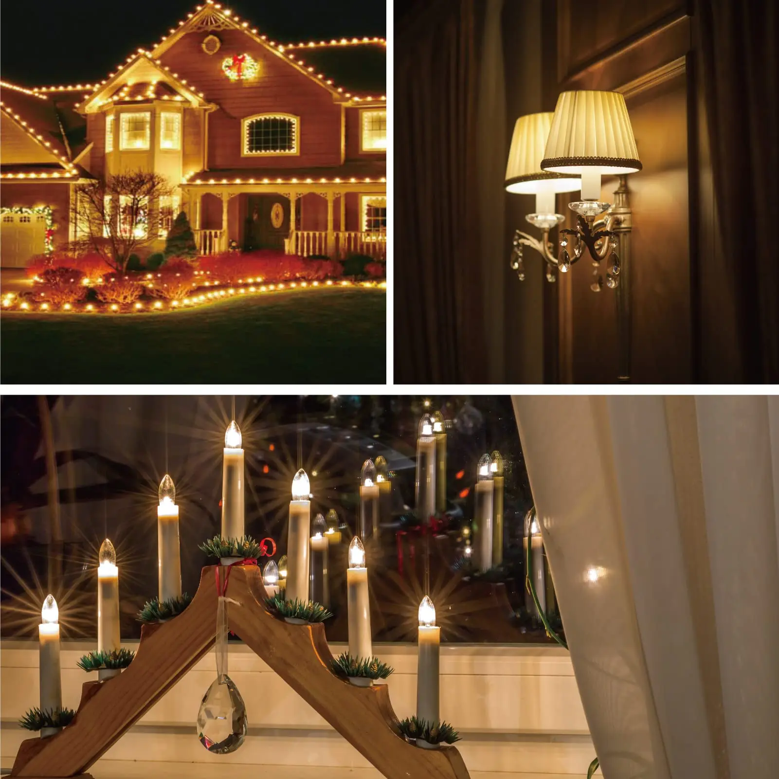 6Pack C7 Candelabra LED Light Bulbs 0.5W E12 E14 Chandelier Base 7W Incandescent Equivalent Vintage Christmas Candle Edison Bulb