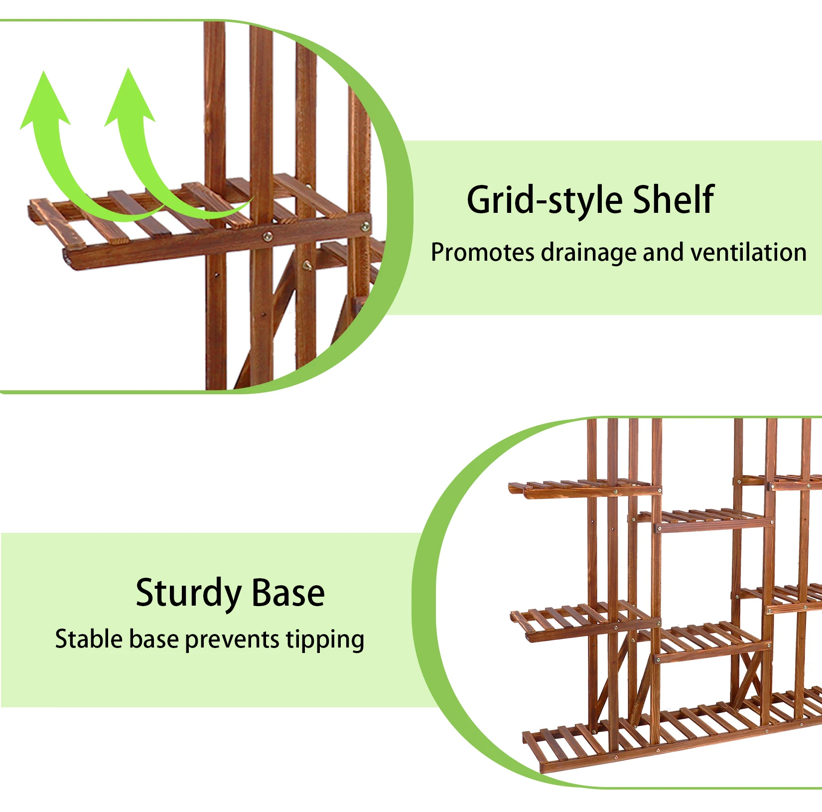 Wood Multi-Tiered Plant Stand Reinforced Flower Display Rack for Outdoor Indoor Decor image 7