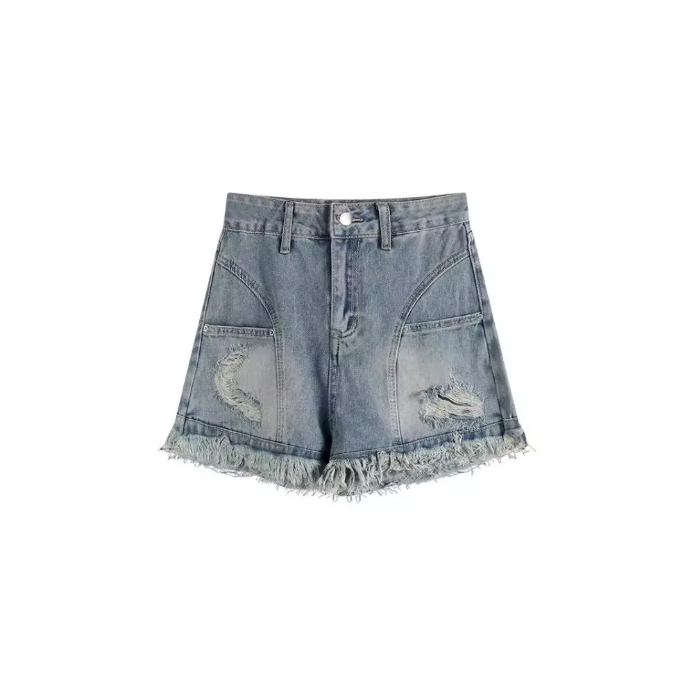 

Модные летние джинсовые шорты трапециевидной формы с кисточками, мини-ковбойские шорты Y2k с высокой талией, джинсы Spicy Girl, шорты Club