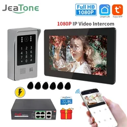 Jeatone Tuya 1080P inteligentne WIFI bezprzewodowy wideodomofon IP 7-calowy Monitor wideodomofon drzwi telefon z aparatem do mieszkania w domu