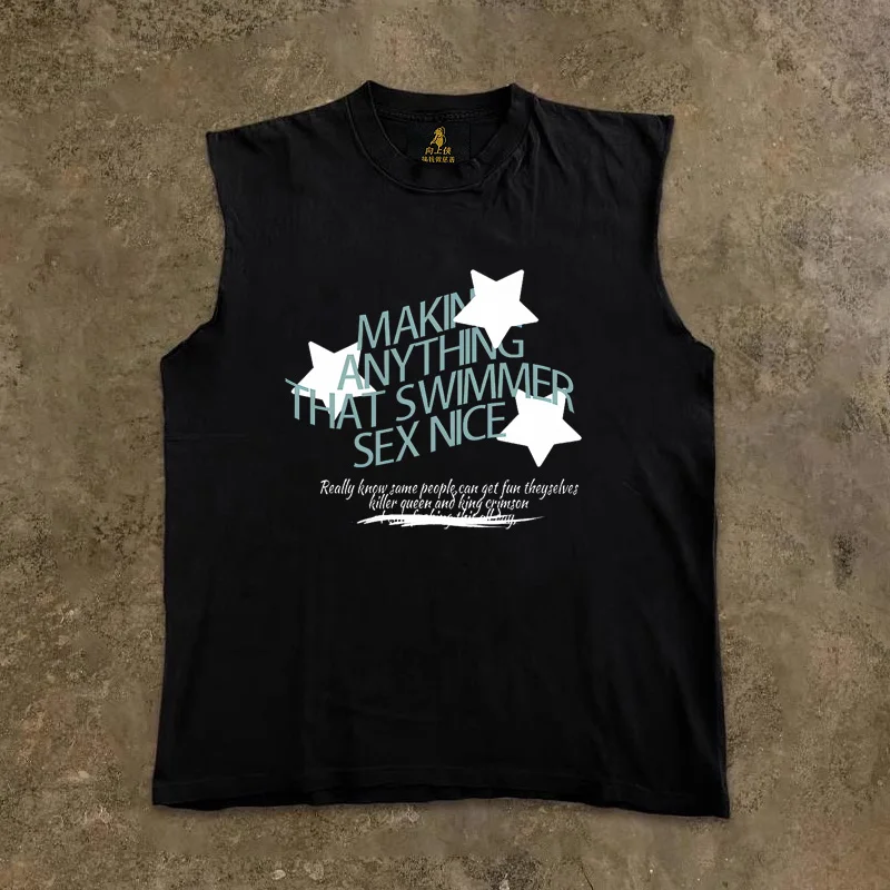 Men's Sleeveless Vest Bottoming Shirt Pure Color No-Buckle Design Summer Fashion Casual round Neck Daily Wear Upward Hero