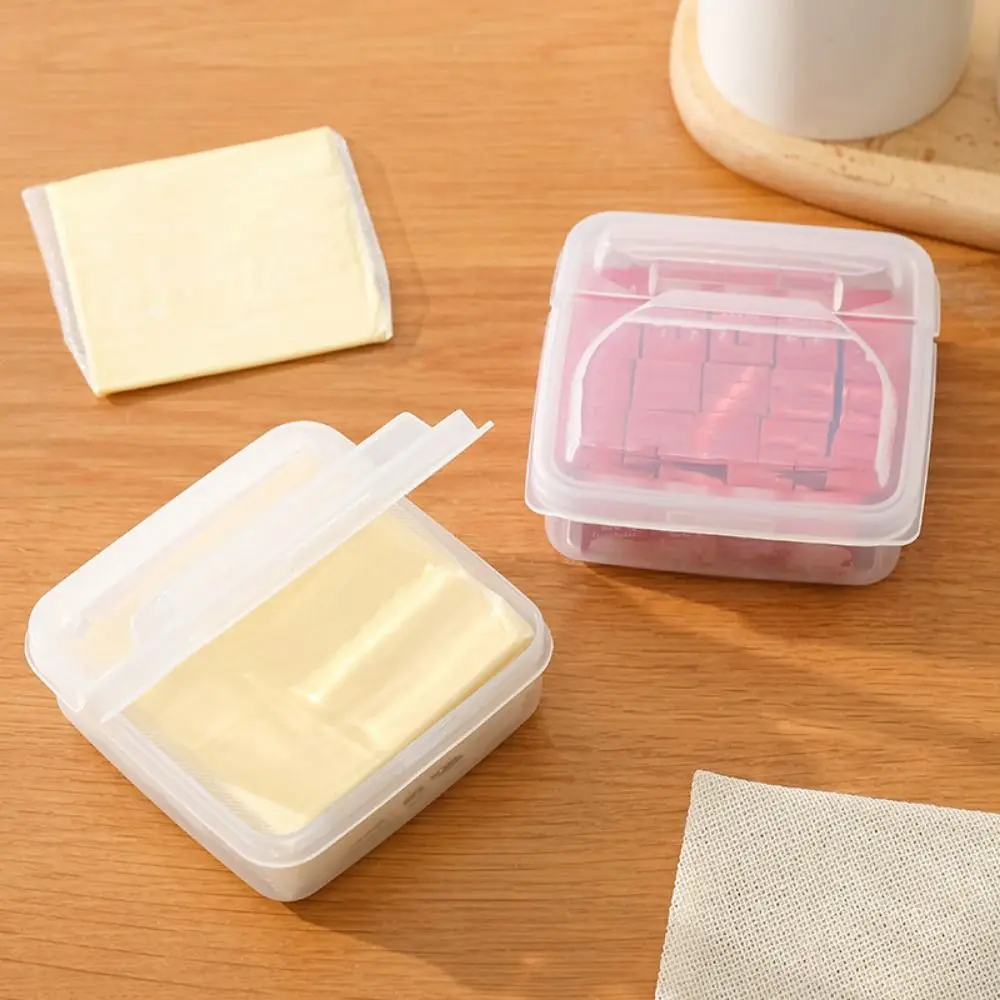 

Japanese Cheese Slice Storage Box Flip Cover Transparent Fruit Slice Storage Box Plastic Butter Block Box Refrigerator