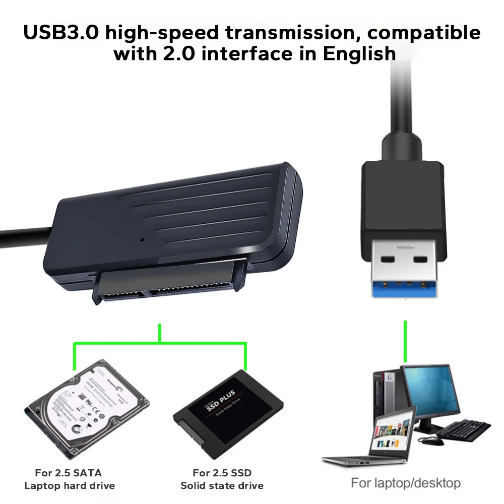 Para 2.5 Polegada HDD SDD Disco Rígido SATA 3 Adaptador SATA para USB 3.0 Adaptador Tipo C para SATA III Cabo 5Gbps Data Transmission Cord